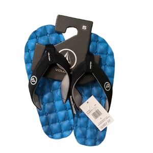 Volcom Blue Black Recliner Flip Flops Size 5